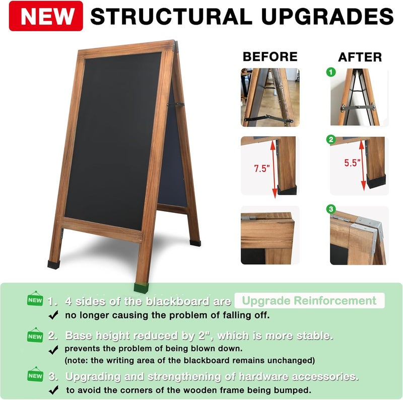 SELEAD Magnetic A-Frame Chalkboard Easel Sign - Large 40" x 20" Rustic Sandwich Chalk Board Signs Outdoor Double Sided Sidewalk Pizarra for Business, Wedding, Menu - Image 2